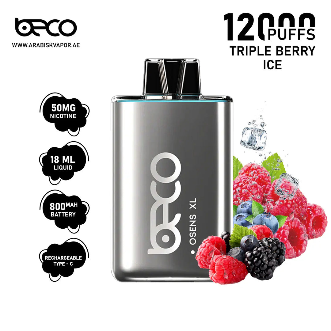 BECO OSENS XL 12000 PUFFS 50 MG - TRIPLE BERRY ICE 