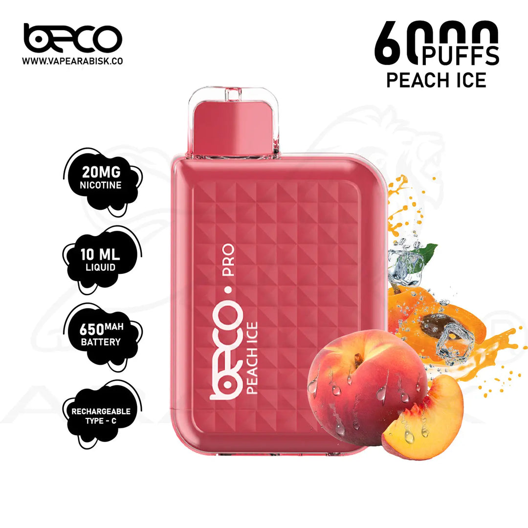 BECO PRO 6000 PUFFS 20MG - PEACH ICE 