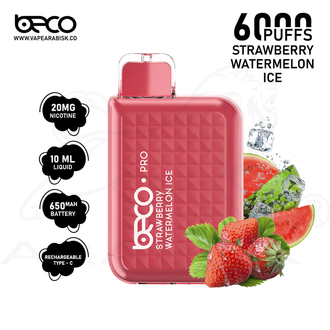 BECO PRO 6000 PUFFS 20MG - STRAWBERRY WATERMELON ICE 