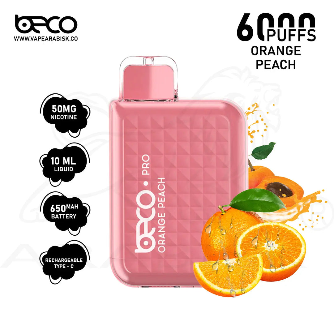 BECO PRO 6000 PUFFS 50MG - ORANGE PEACH 