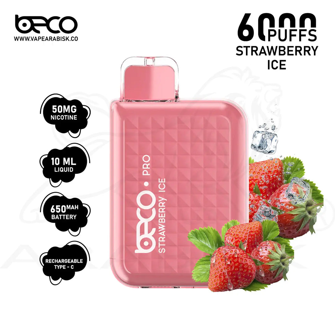 BECO PRO 6000 PUFFS 50MG - STRAWBERRY ICE 