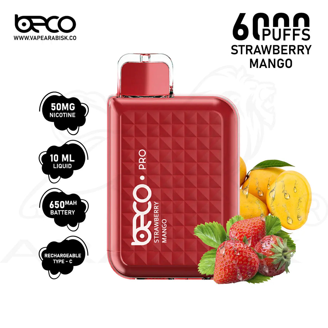 BECO PRO 6000 PUFFS 50MG - STRAWBERRY MANGO 