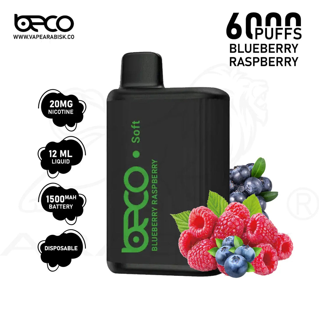 BECO SOFT 6000 PUFFS 20MG - BLUEBERRY RASPBERRY 