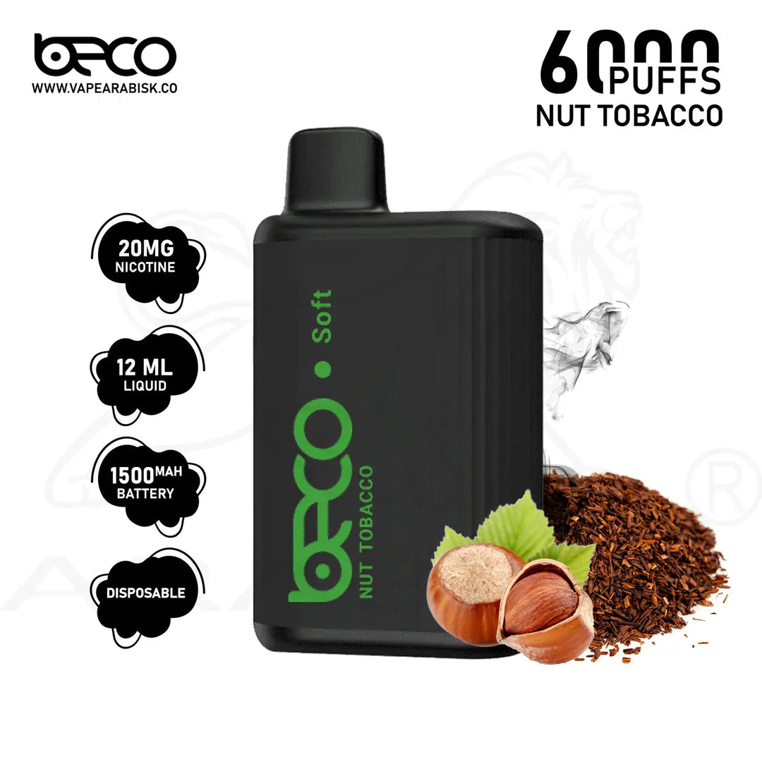 BECO SOFT 6000 PUFFS 20MG - NUT TOBACCO 