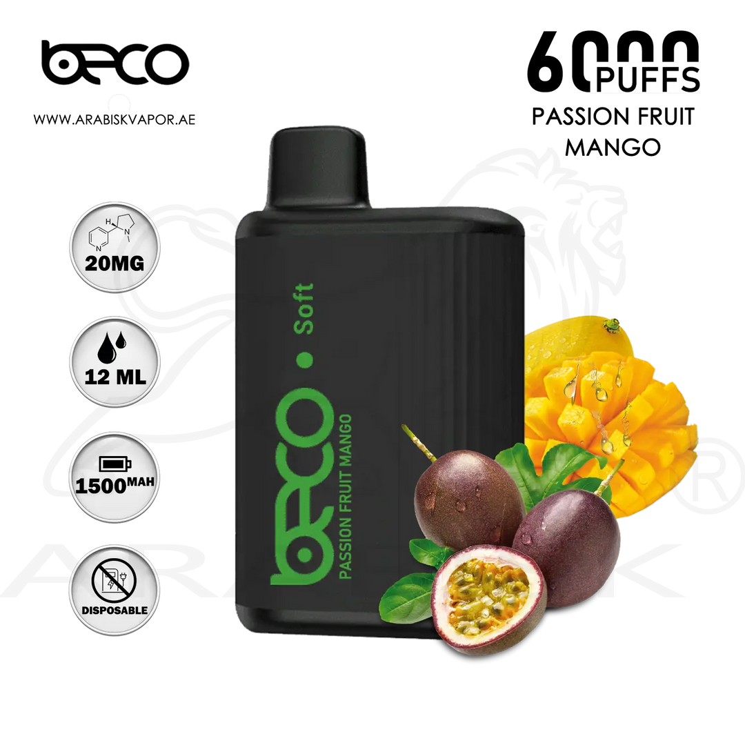 Buy BECO SOFT 6000 Puffs - Passion Fruit Mango Disposable Device (20mg) Arabisk Vape Buy BECO SOFT 6000 Puffs - Passion Fruit Mango Disposable Device (20mg) Arabisk Vape