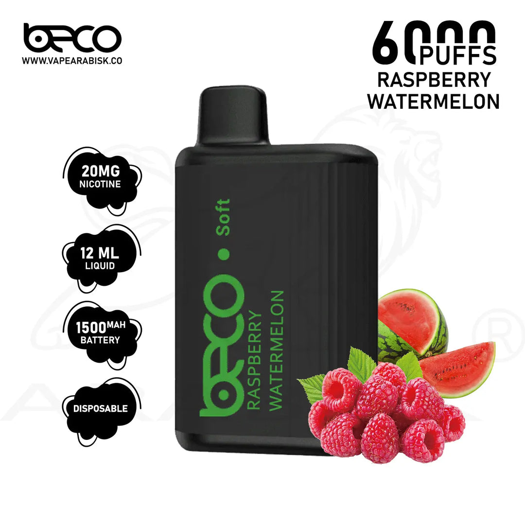 BECO SOFT 6000 PUFFS 20MG - RASPBERRY WATERMELON 