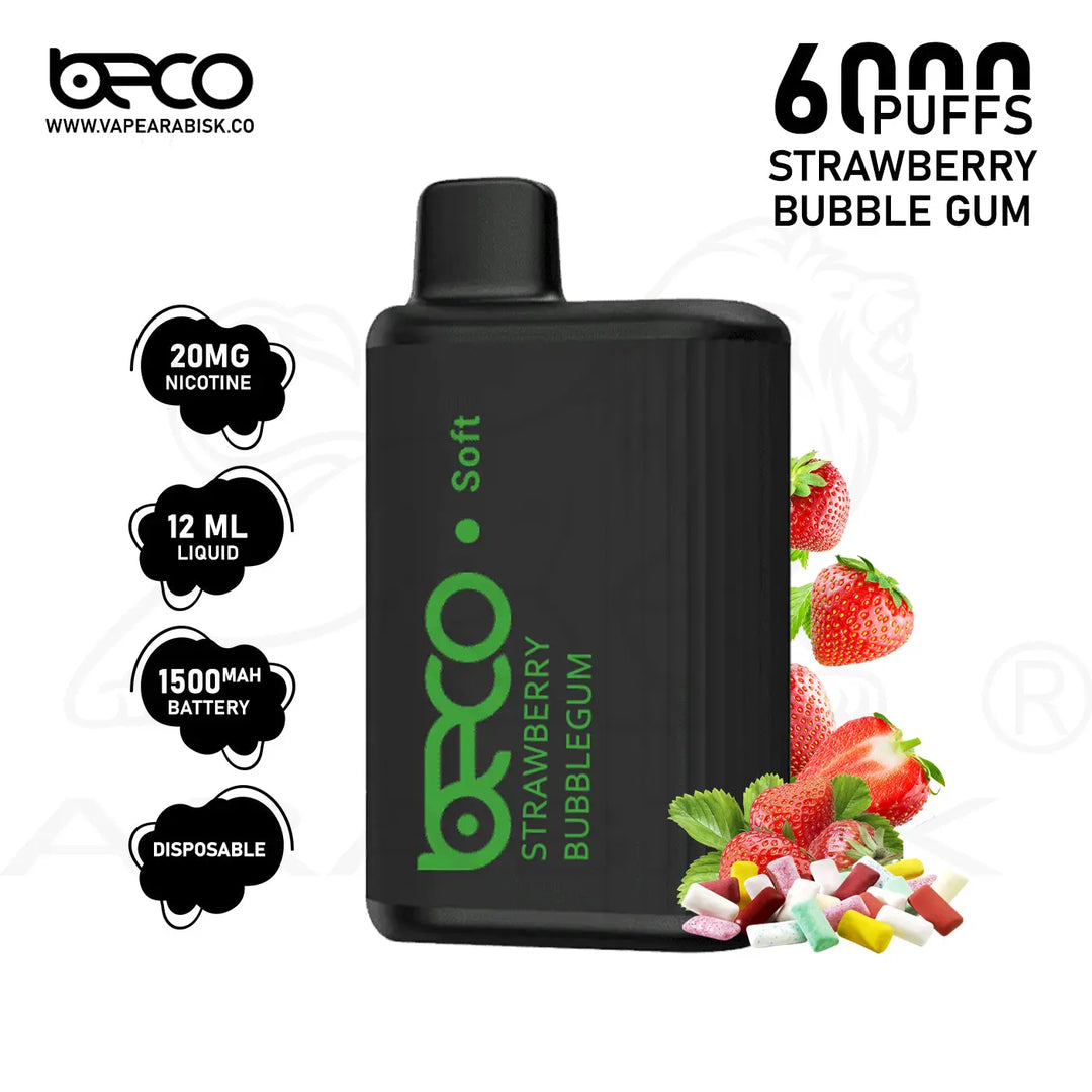 BECO SOFT 6000 PUFFS 20MG - STRAWBERRY BUBBLEGUM 