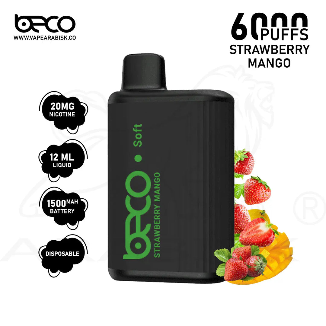 BECO SOFT 6000 PUFFS 20MG - STRAWBERRY MANGO 