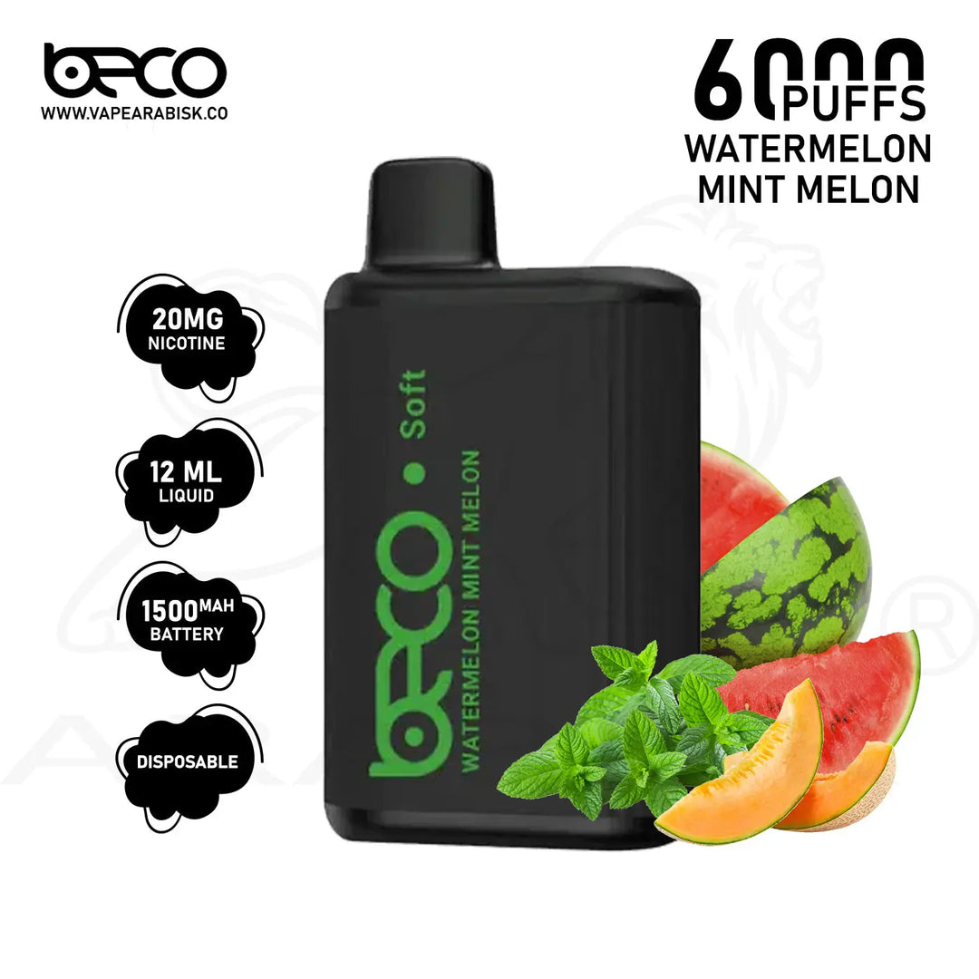 BECO SOFT 6000 PUFFS 20MG - WATERMELON MINT MELON 