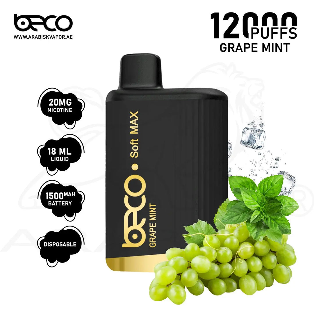 BECO SOFT MAX 12000 PUFFS 20MG - GRAPE MINT 