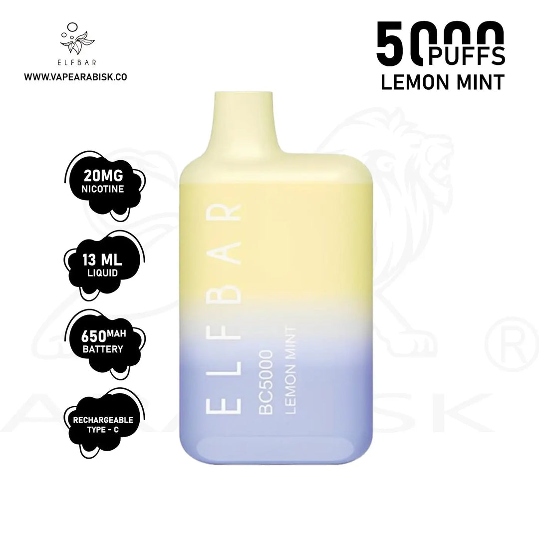 ELF BAR BC5000 PUFFS 20MG - LEMON MINT Elf Bar