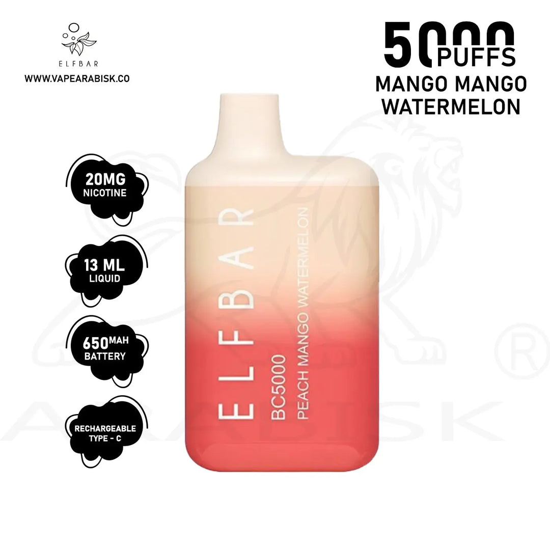 ELF BAR BC5000 PUFFS 20MG - PEACH MANGO WATERMELON Elf Bar