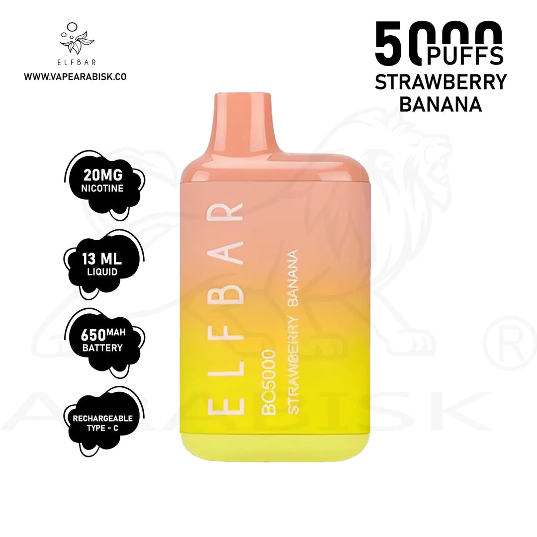 ELF BAR BC5000 PUFFS 20MG - STRAWBERRY BANANA Elf Bar