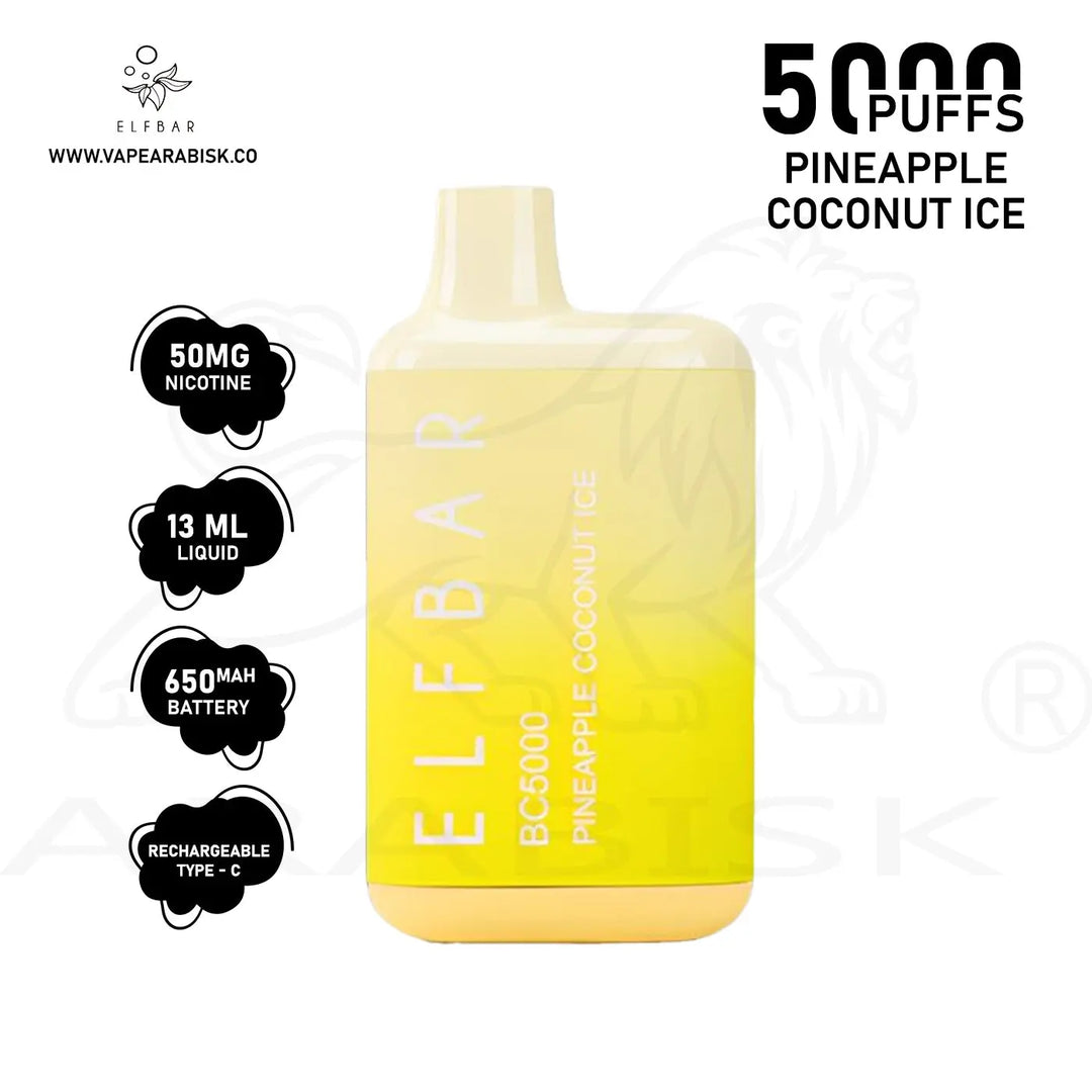 ELF BAR BC5000 PUFFS 50MG - PINEAPPLE COCONUT ICE Elf Bar