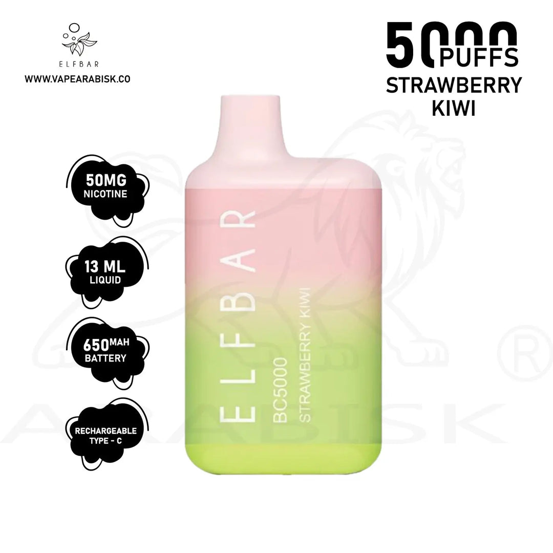 ELF BAR BC5000 PUFFS 50MG - STRAWBERRY KIWI Elf Bar