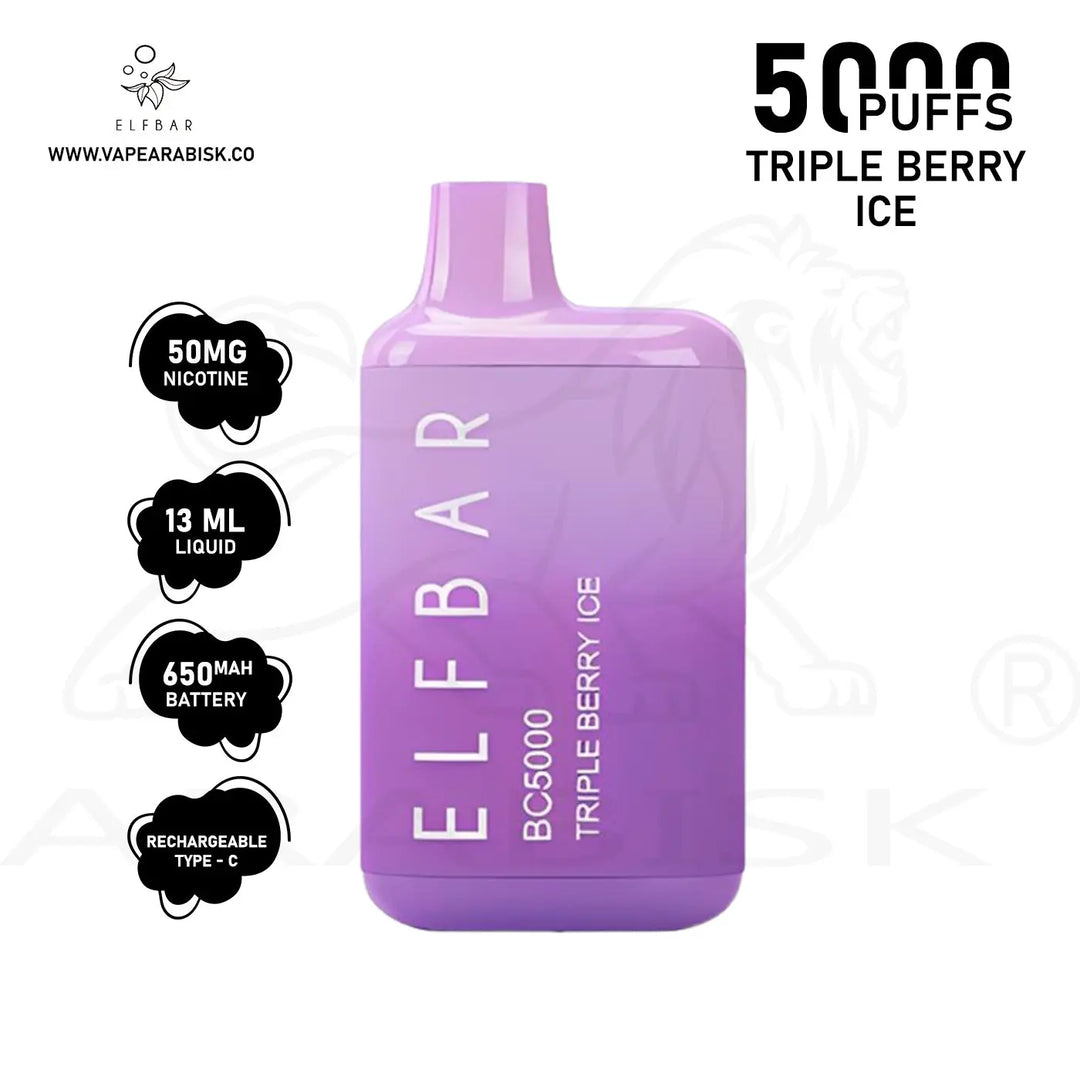 ELF BAR BC5000 PUFFS 50MG - TRIPLE BERRY ICE Elf Bar