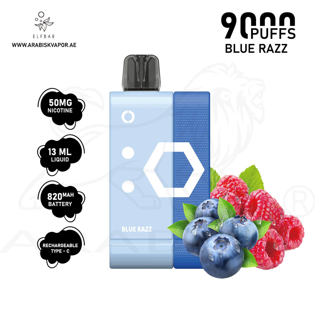 ELF BAR KIT EW9000 PUFFS 50MG - BLUE RAZZ 