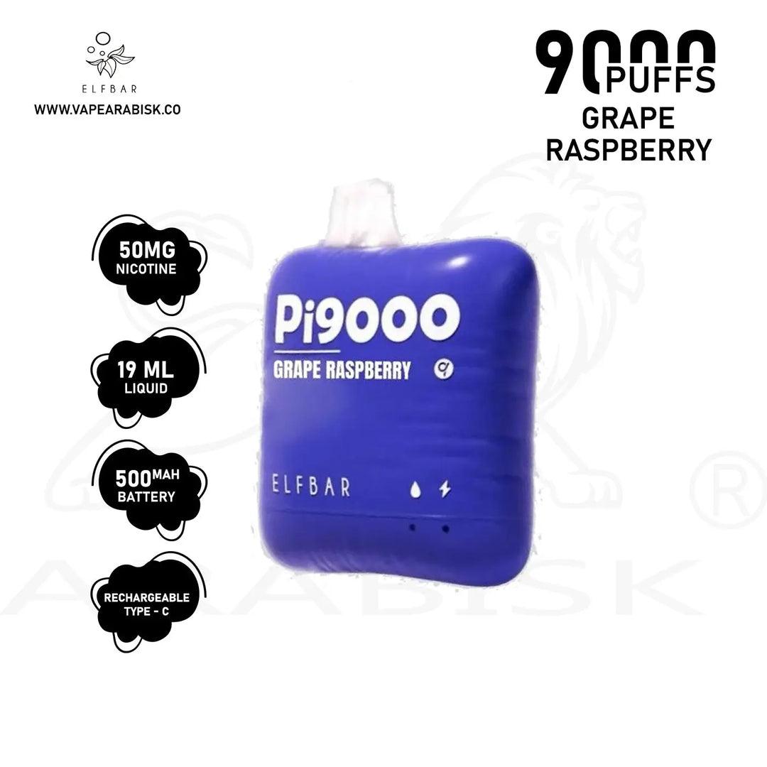 ELF BAR PI9000 PUFFS 50MG - GRAPE RASPBERRY Elf Bar