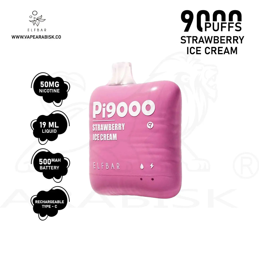 ELF BAR PI9000 PUFFS 50MG - STRAWBERRY ICE CREAM Elf Bar