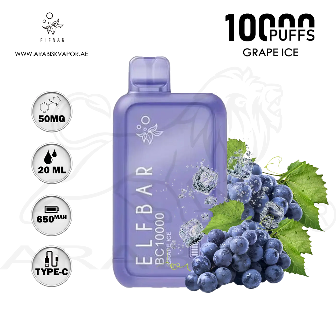 ELF BAR 10000 PUFFS 50 MG - GRAPE ICE | Disposable Device Arabisk Vape ELF BAR 10000 PUFFS 50 MG - GRAPE ICE | Disposable Device Arabisk Vape