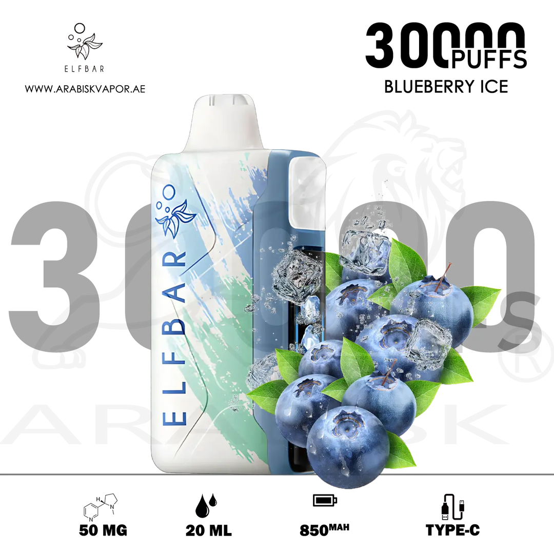 ELFBAR ICE KING 30000 PUFFS 50MG - BLUEBERRY ICE Arabisk Vape ELFBAR ICE KING 30000 PUFFS 50MG - BLUEBERRY ICE Arabisk Vape