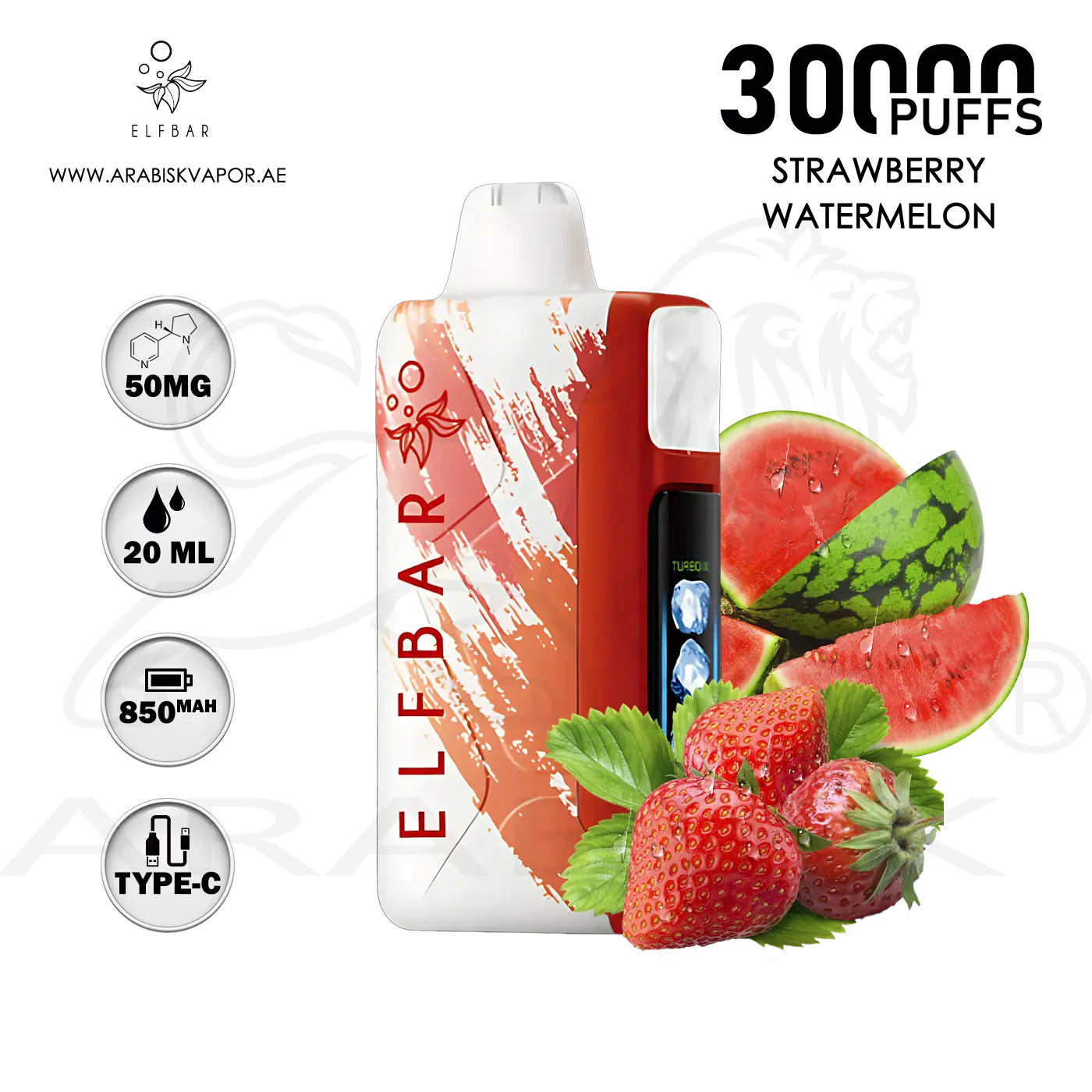 ELFBAR ICE KING 30000 PUFFS 50MG - STRAWBERRY WATERMELON – Arabisk