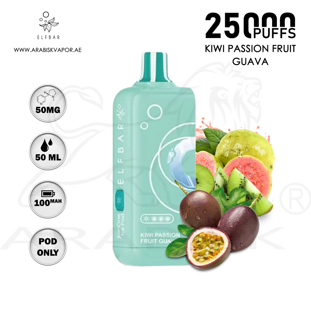 ELFBAR JOINONE ICE POD 25000 PUFFS 50MG - KIWI PASSION FRUIT GUAVA Arabisk Vape ELFBAR JOINONE ICE POD 25000 PUFFS 50MG - KIWI PASSION FRUIT GUAVA Arabisk Vape