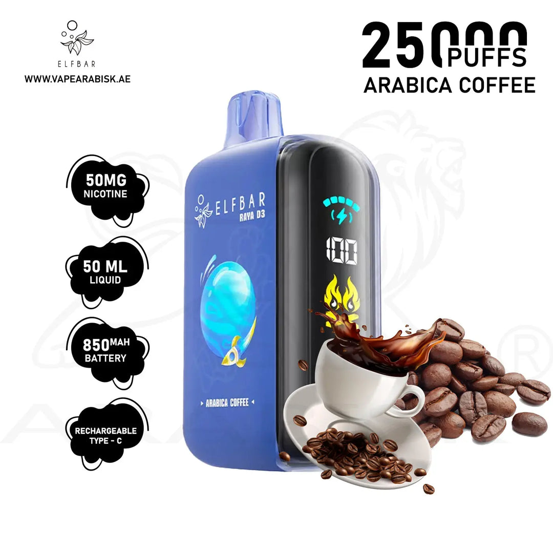 ELFBAR RAYA D3 25000 PUFFS 50MG - ARABICA COFFEE 