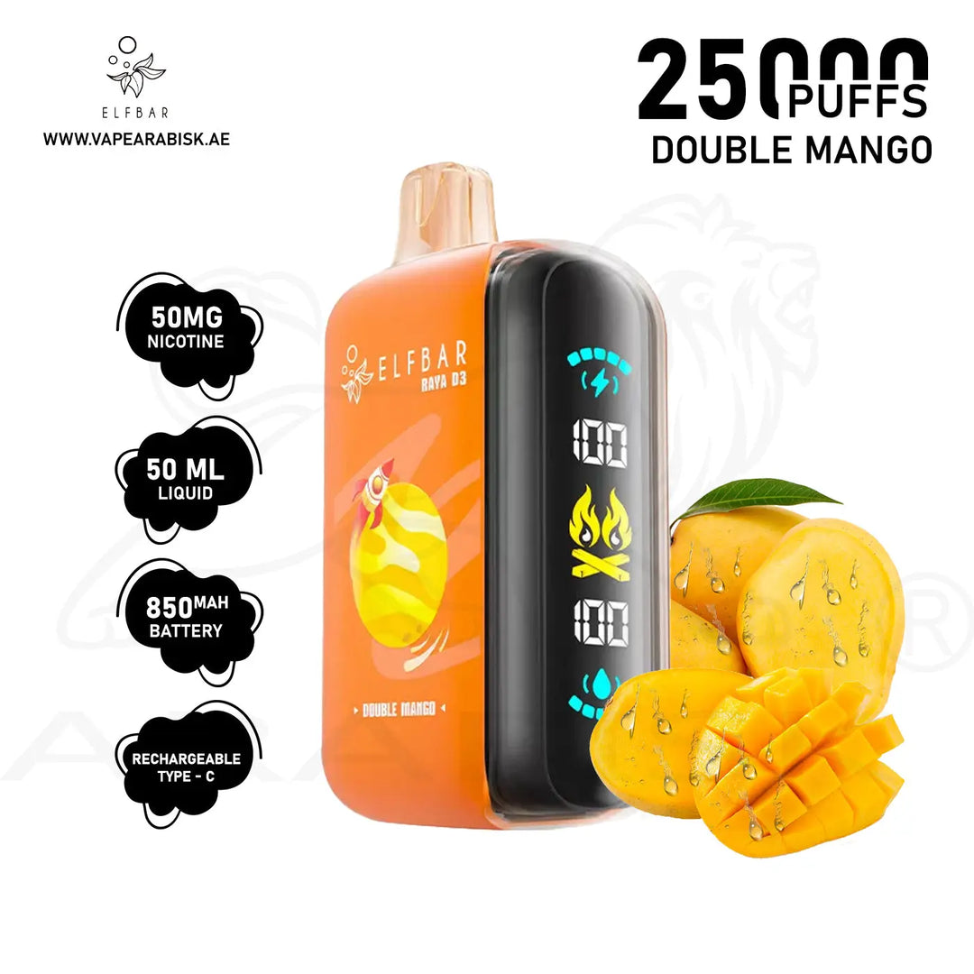 ELFBAR RAYA D3 25000 PUFFS 50MG - DOUBLE MANGO 