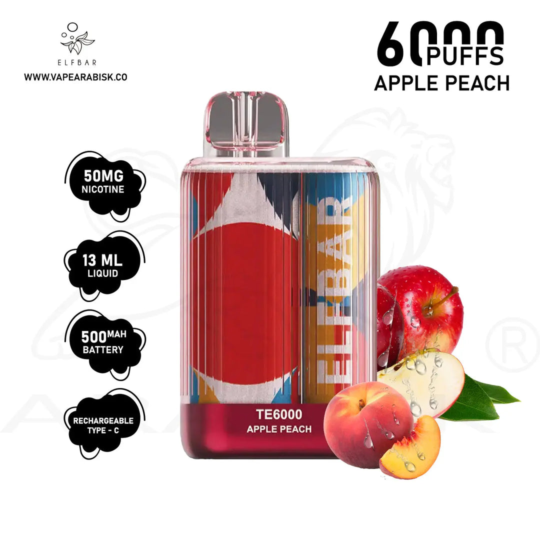 ELFBAR TE6000 PUFFS 50MG - APPLE PEACH 