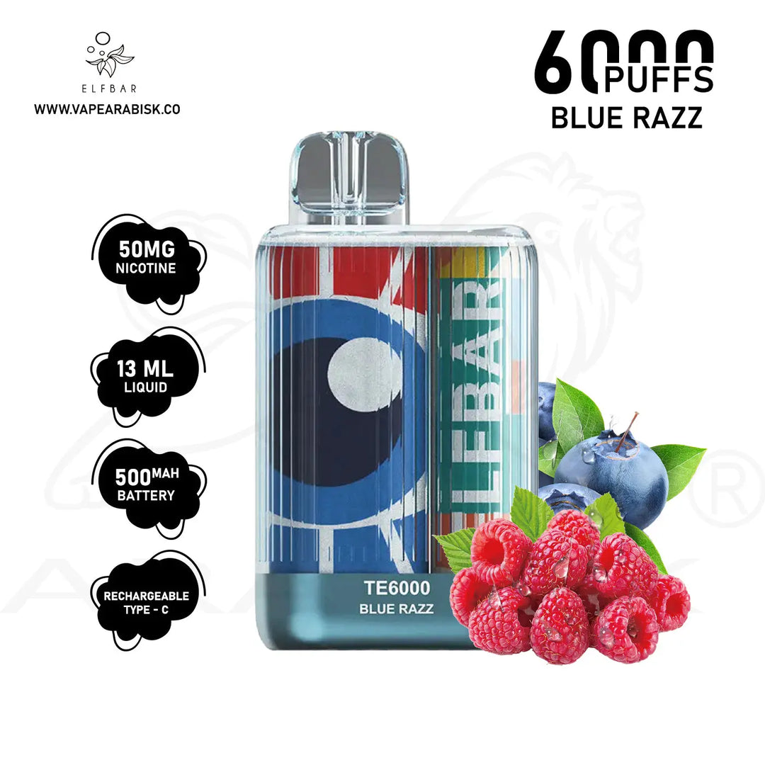 ELFBAR TE6000 PUFFS 50MG - BLUE RAZZ 