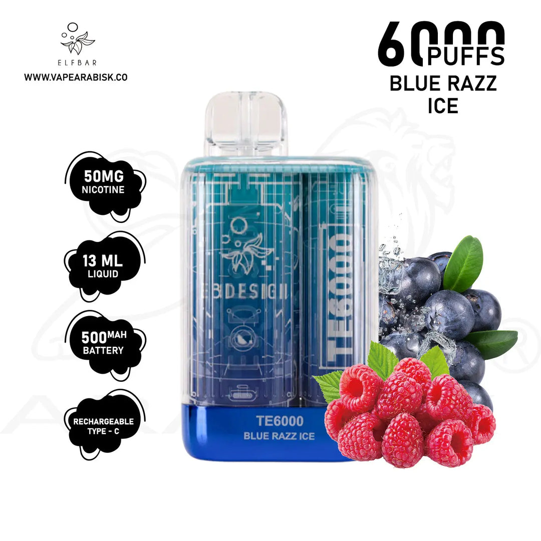 ELFBAR TE6000 PUFFS 50MG - BLUE RAZZ ICE 