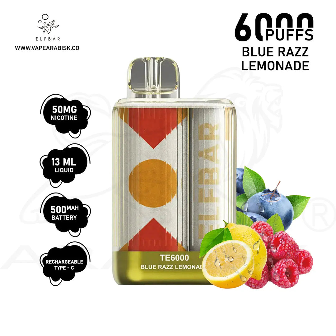 ELFBAR TE6000 PUFFS 50MG - BLUE RAZZ LEMONADE 