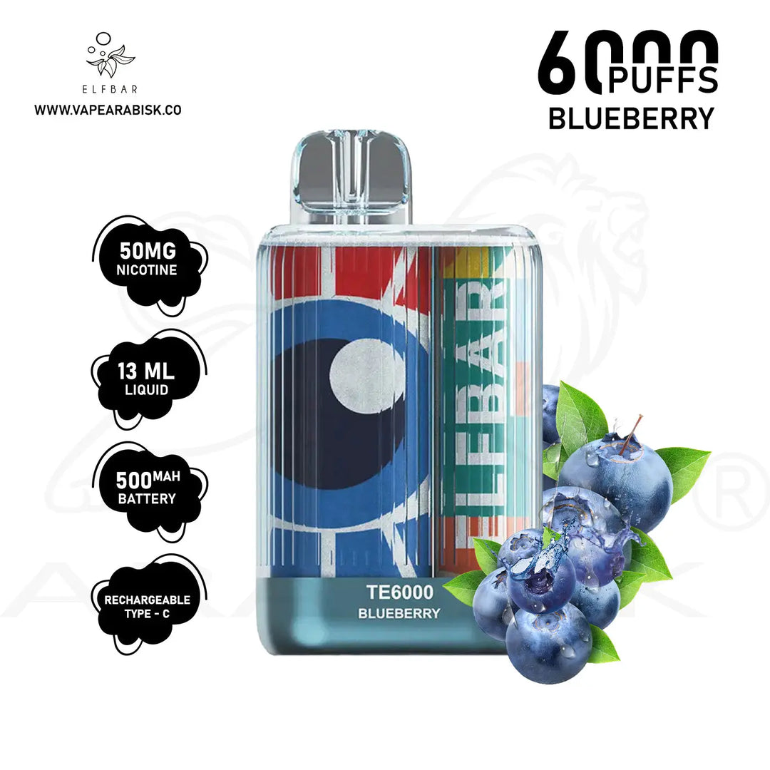 ELFBAR TE6000 PUFFS 50MG - BLUEBERRY 