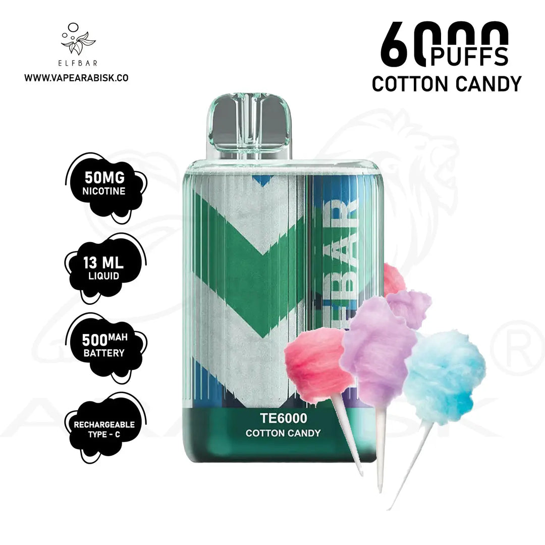 ELFBAR TE6000 PUFFS 50MG - COTTON CANDY 