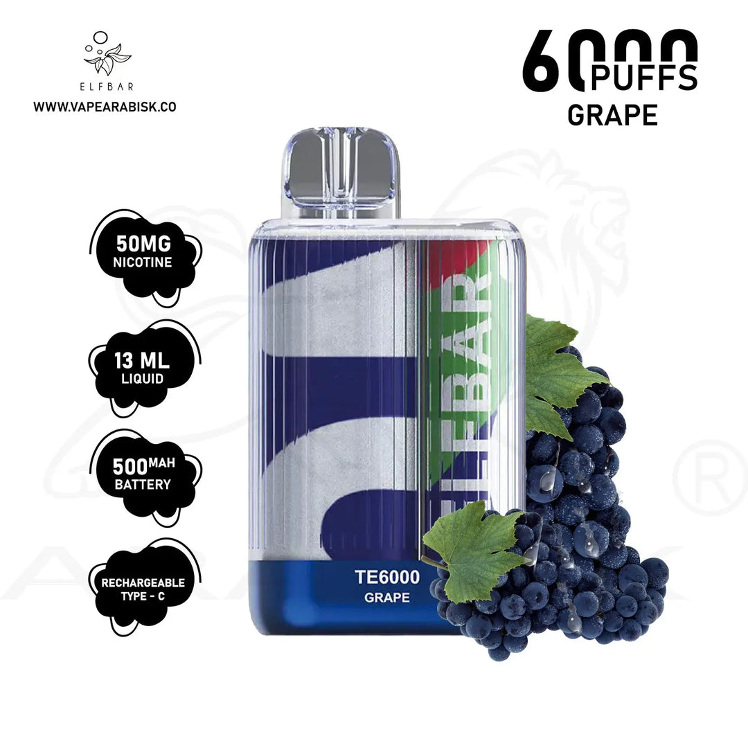 ELFBAR TE6000 PUFFS 50MG - GRAPE 