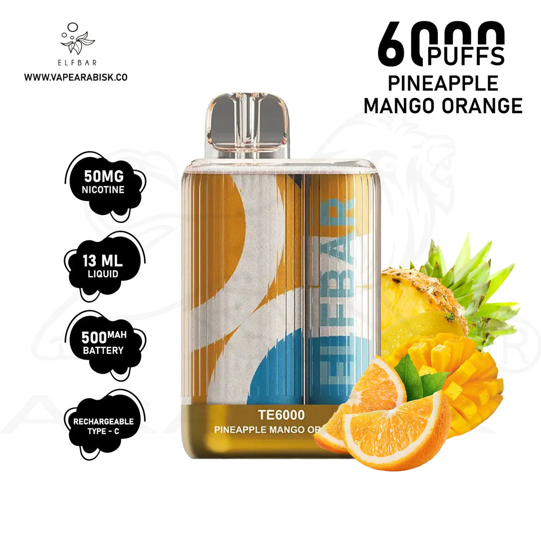 ELFBAR TE6000 PUFFS 50MG - PINEAPPLE MANGO ORANGE 