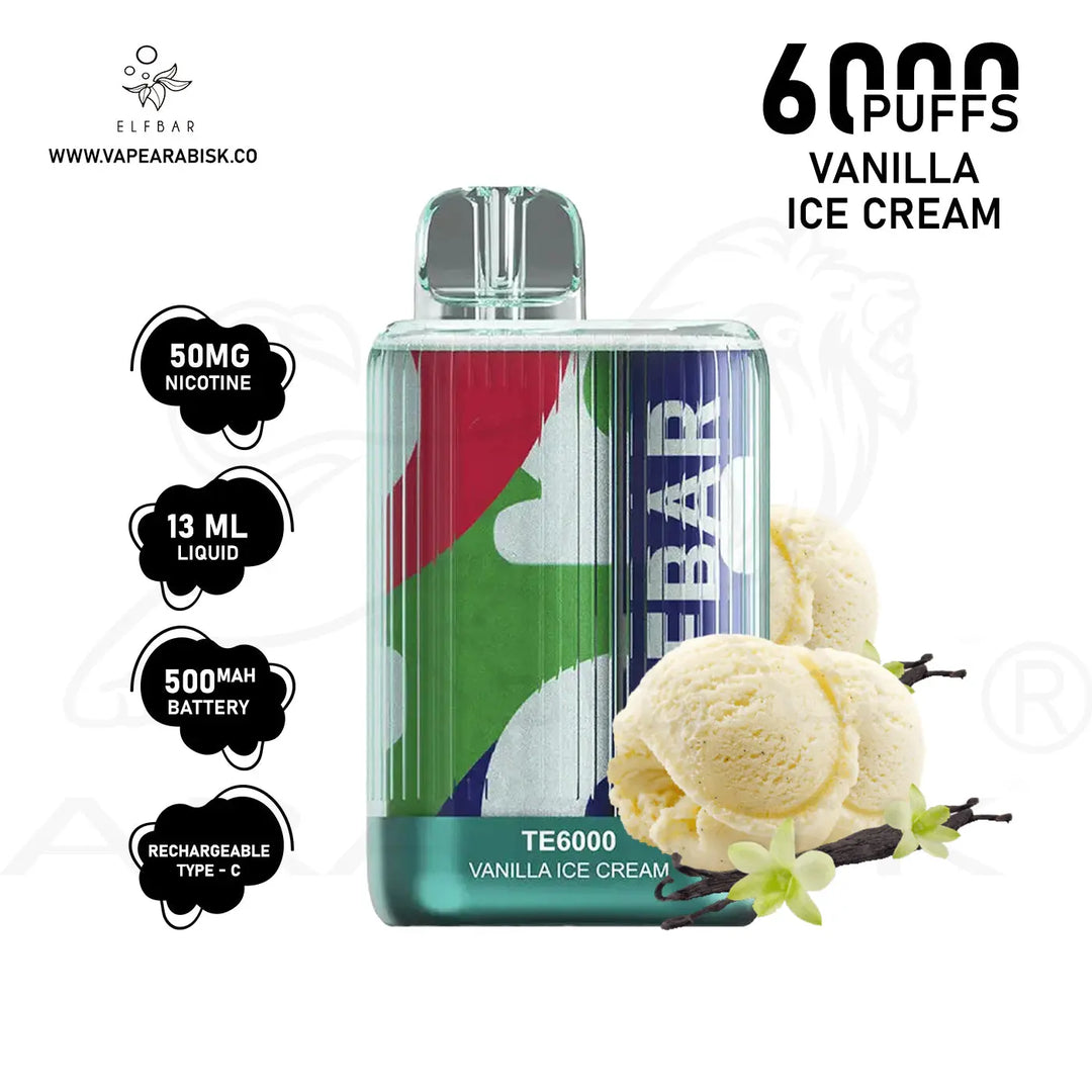 ELFBAR TE6000 PUFFS 50MG - VANILLA ICE CREAM 