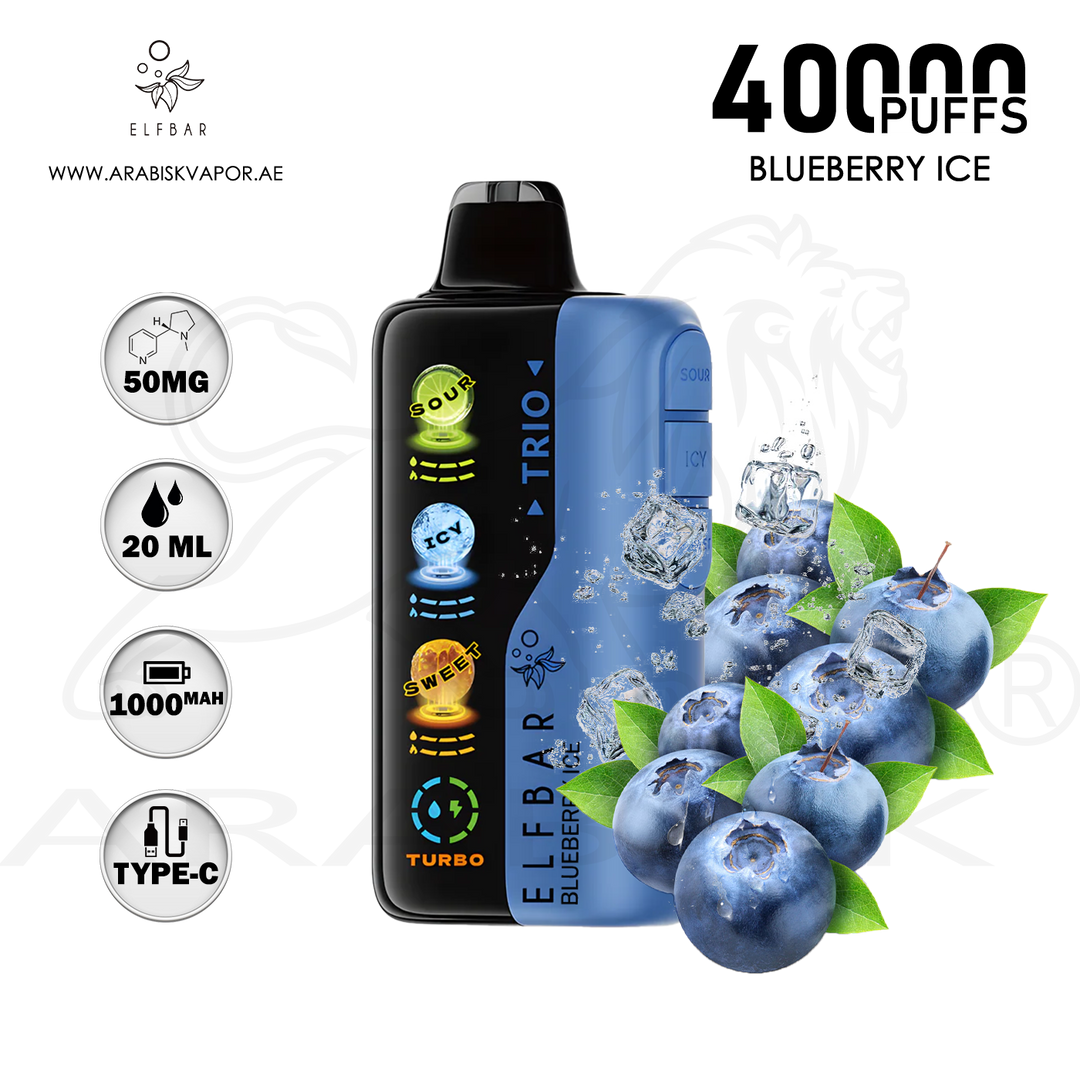 ELFBAR TRIO 40000 PUFFS 50MG - BLUEBERRY ICE