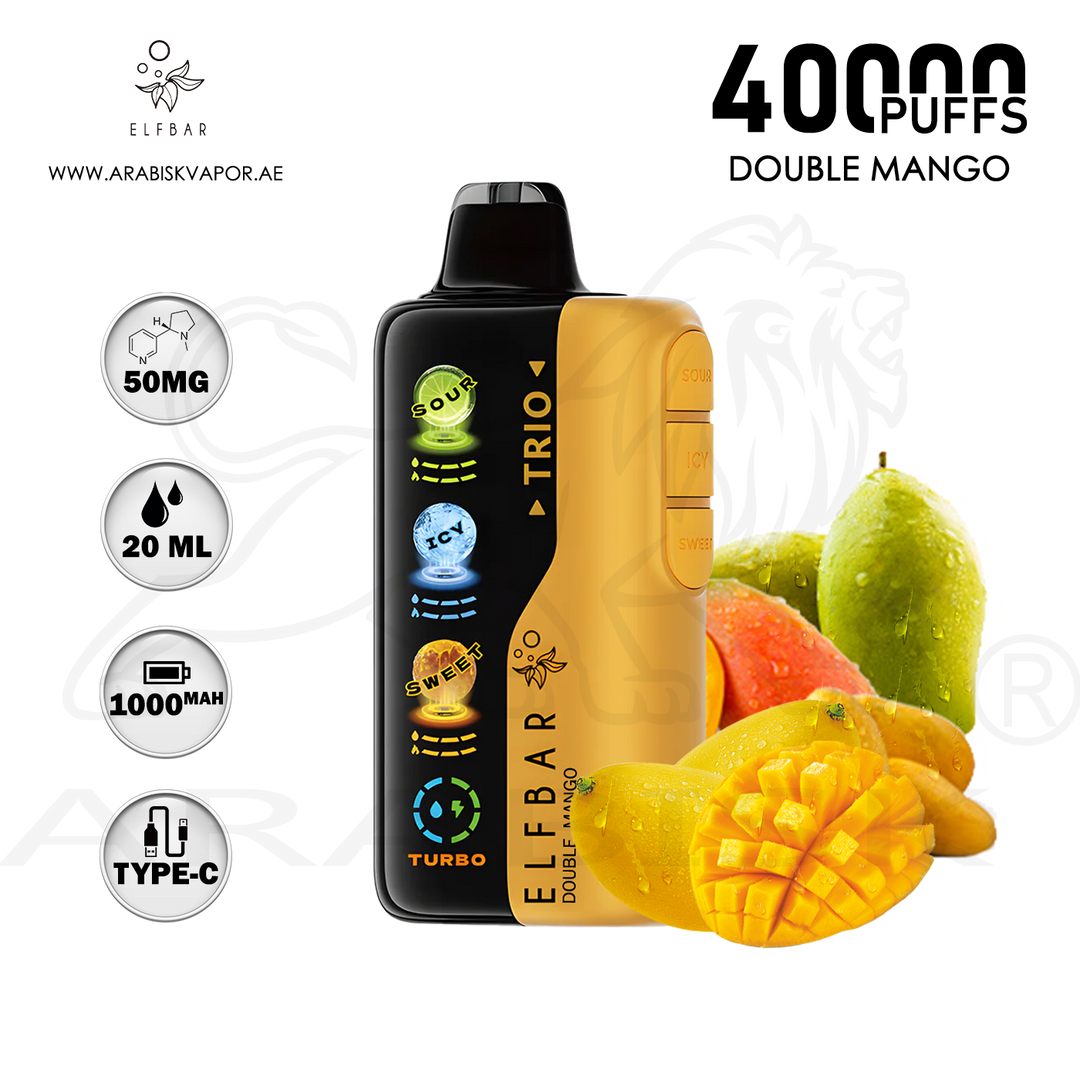 ELFBAR TRIO 40000 PUFFS 50MG - DOUBLE MANGO