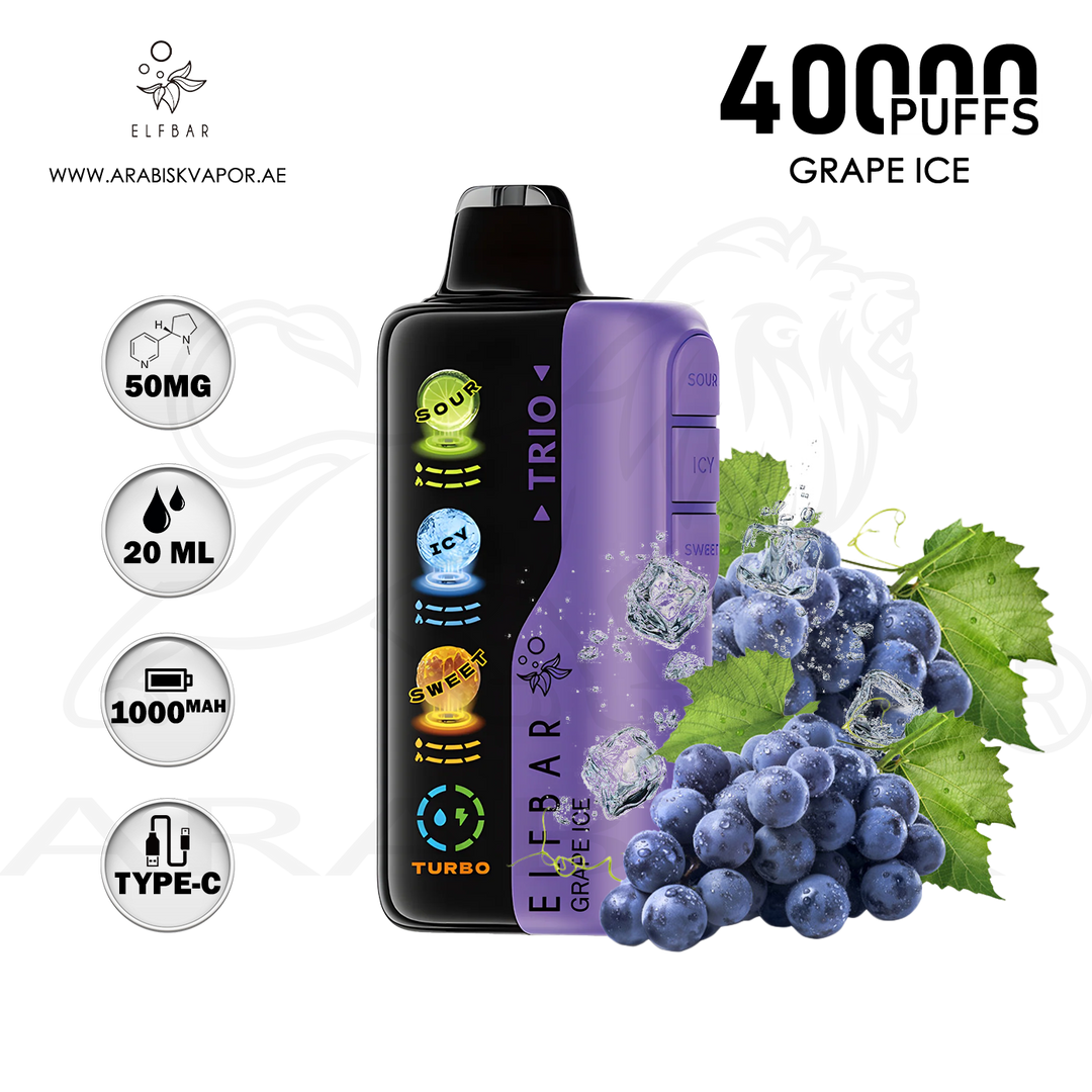 ELFBAR TRIO 40000 PUFFS 50MG - GRAPE ICE