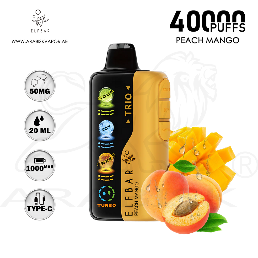 ELFBAR TRIO 40000 PUFFS 50MG - PEACH MANGO