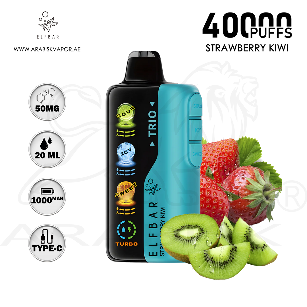 ELFBAR TRIO 40000 PUFFS 50MG - STRAWBERRY KIWI