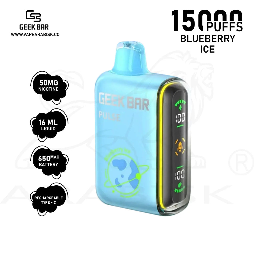 GEEKBAR PULSE 15000 PUFFS 50MG -  BLUEBERRY ICE GEEKBAR