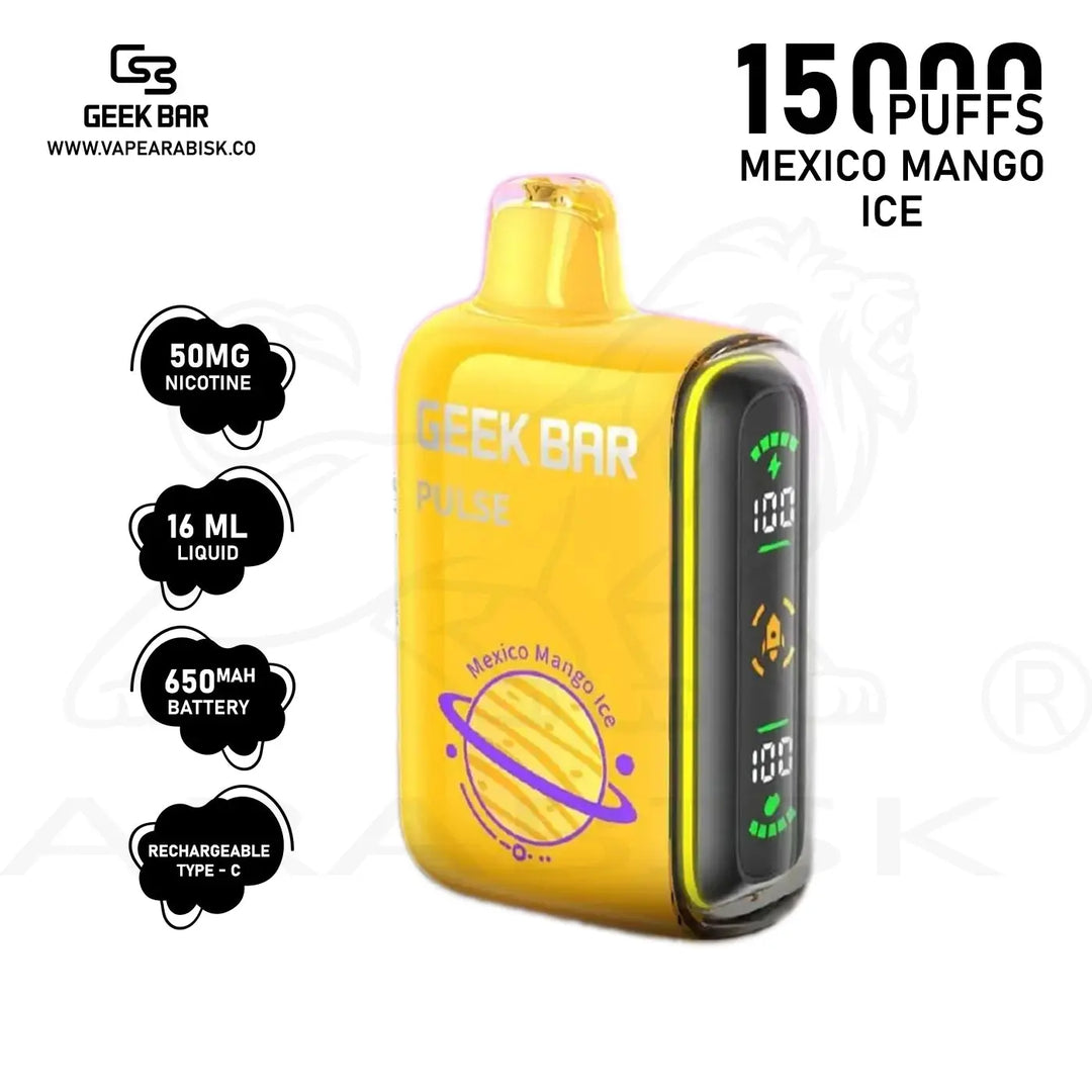 GEEKBAR PULSE 15000 PUFFS 50MG -  MEXICO MANGO ICE GEEKBAR