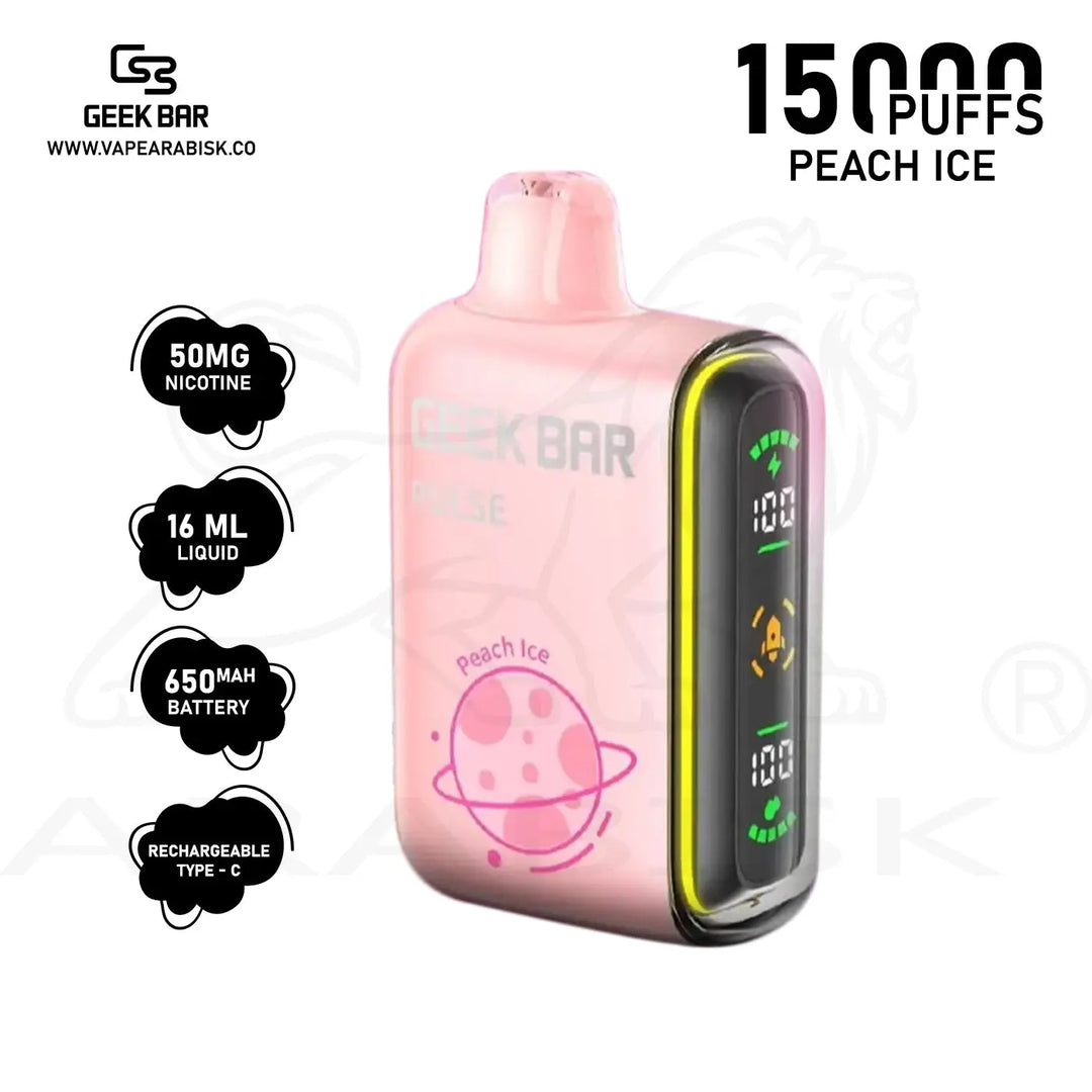 GEEKBAR PULSE 15000 PUFFS 50MG -  PEACH ICE GEEKBAR