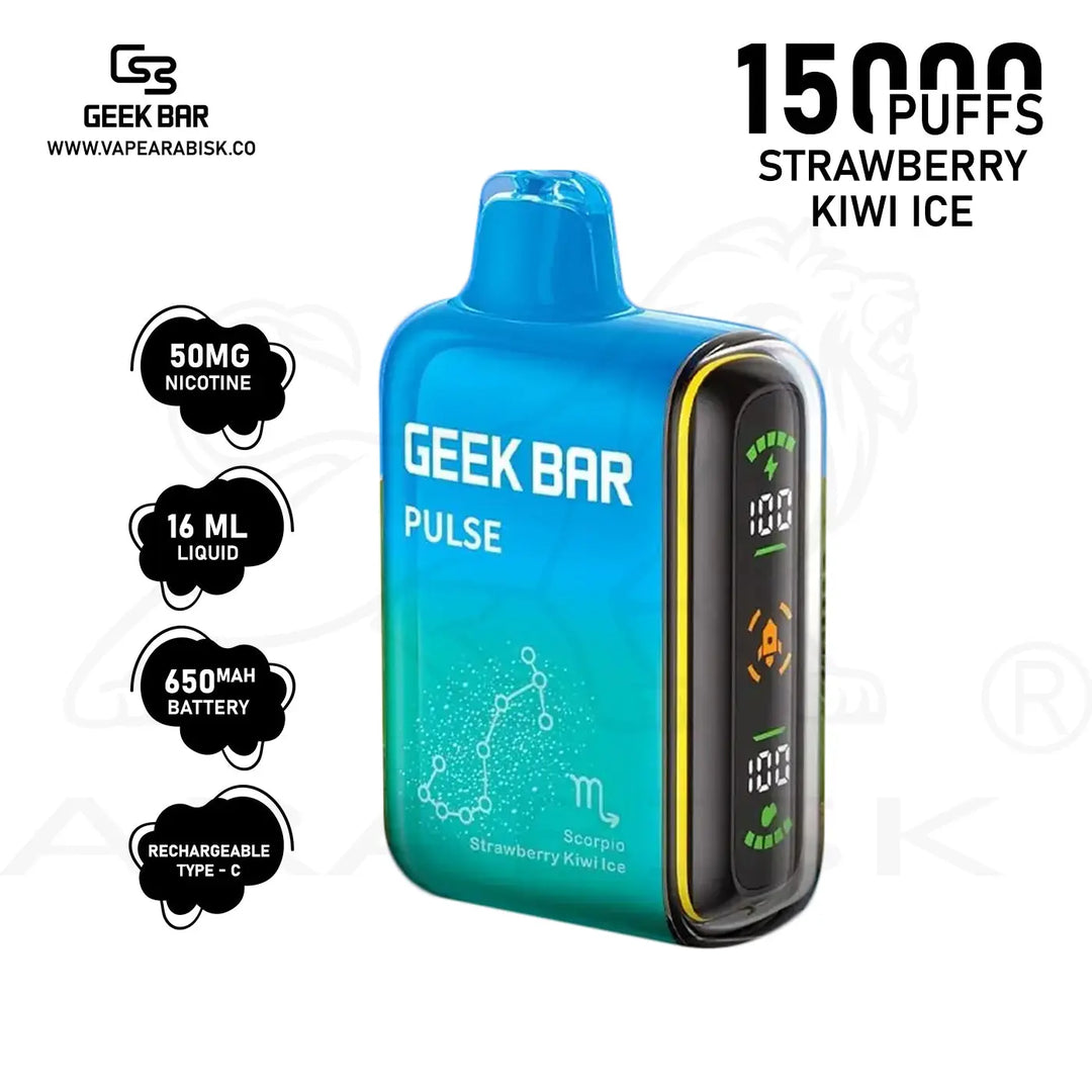 GEEKBAR PULSE 15000 PUFFS 50MG -  STRAWBERRY KIWI ICE GEEKBAR