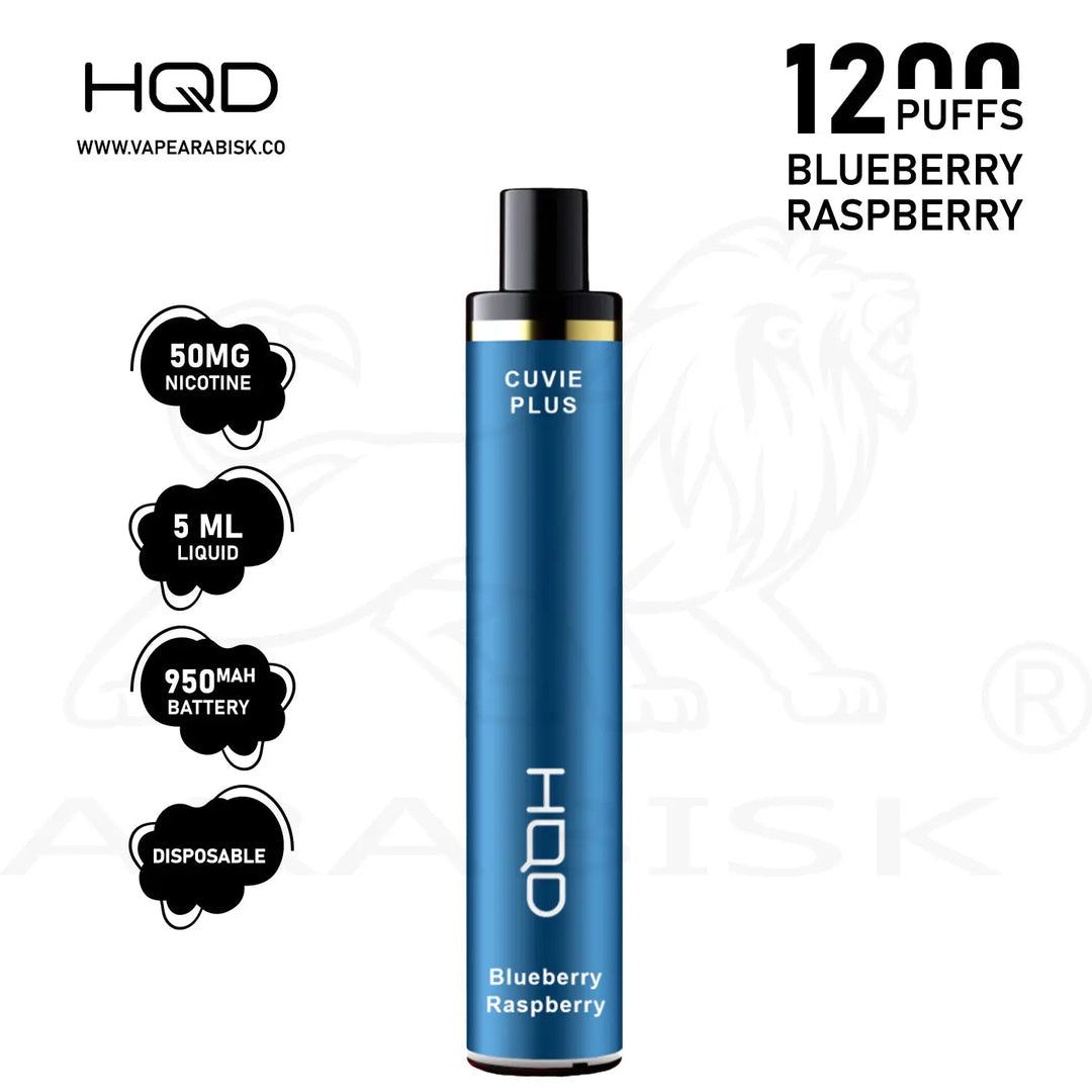 HQD CUVIE PLUS 1200 PUFFS 50MG - BLUEBERRY RASPBERRY HQD