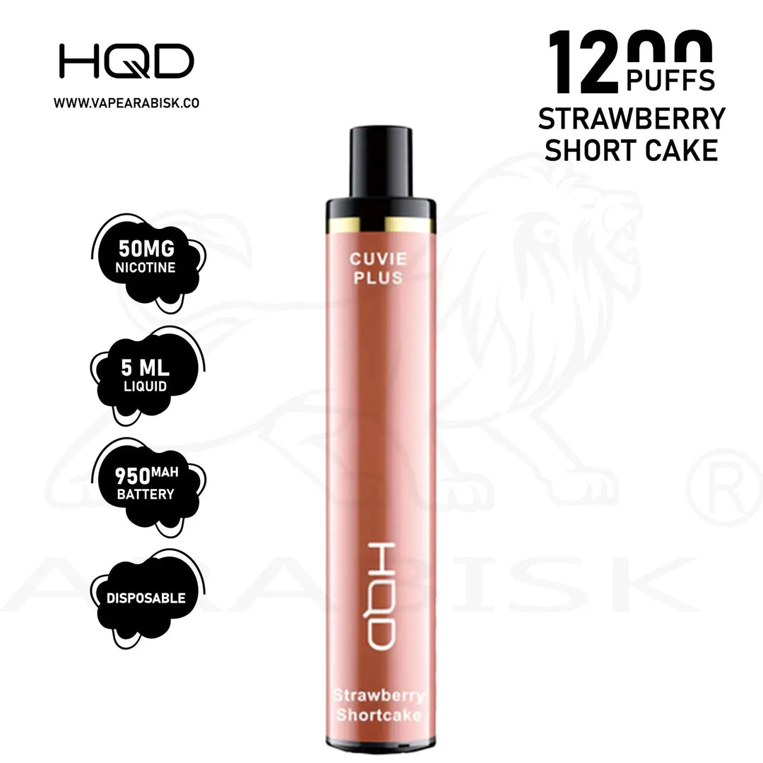 HQD CUVIE PLUS 1200 PUFFS 50MG - STRAWBERRY SHORT CAKE HQD