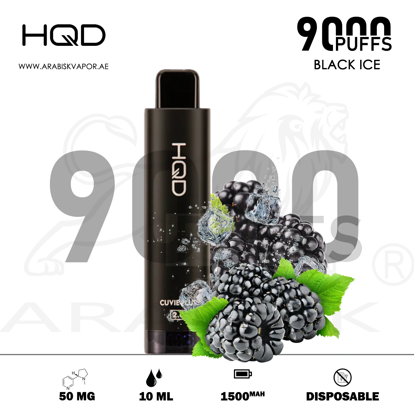 HQD CUVIE PLUS 2.0 9000 PUFFS 50MG - BLACK ICE